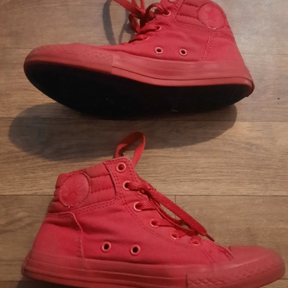SOLD Converse Red Hightops, Size 1 - Picture 12 of 13